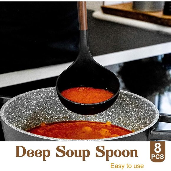 8-Piece Kitchen Set with Natural Acacia Wooden Handles,Food-Grade Silicone - Picture 14 of 16